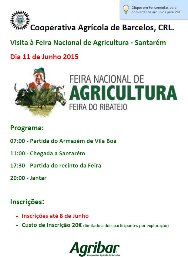 Visita à Feira Nacional de Agricultura - Santarém Dia 11 de Junho 2015